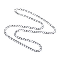 Iron Kaulakoru Chain, Rauta, platina väri päällystetty, Curb Chain, nikkeli, lyijy ja kadmium vapaa, 6x4x1mm, Pituus N. 19.5 tuuma, 200säikeet/erä, Myymät erä