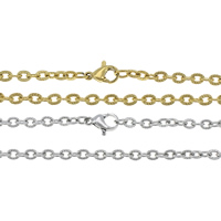 Roestvrij staal Ketting Chain, plated, ovale keten, meer kleuren voor de keuze, 4x3x1mm, Lengte Ca 19 inch, 10strengen/Lot, Verkocht door Lot