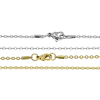 Rozsdamentes acél Nekclace Chain, Stainless Steel, galvanizált, ovális lánc, több színt a választás, 2mm, Hossz Kb 17 inch, 10Strands/Lot, Által értékesített Lot