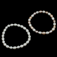 Fionnuisce saothraithe Pearl Bracelet, Pearl Fionnuisce, Rís, nádúrtha, dathanna níos mó le haghaidh rogha, 6-7mm, Díolta Per Thart 7.5 Inse Snáithe