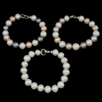 Fionnuisce saothraithe Pearl Bracelet, Pearl Fionnuisce, práis clasp foldover, Prátaí, dathanna níos mó le haghaidh rogha, 12-13mm, Díolta Per Thart 7.5 Inse Snáithe