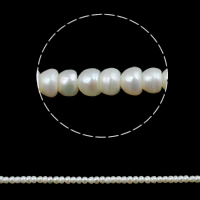 Button saothraithe Péarla Fionnuisce Coirníní, Pearl Fionnuisce, nádúrtha, bán, 3-4mm, Poll:Thart 0.8mm, Díolta Per Thart 15.5 Inse Snáithe