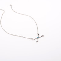 Zinklegering halskettingen, Zinc Alloy, met ijzeren ketting & Synthetische Turquoise, met 5cm extender keten, Pijl, antiek zilver plated, ovale keten, nikkel, lood en cadmium vrij, 43cm, Lengte Ca 16.5 inch, 3strengen/Bag, Verkocht door Bag