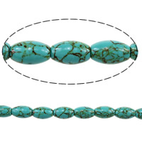 Turquoise sintéiseach Bead, Oval, 20x12-14x12-14mm, Poll:Thart 2mm, Fad Thart 15.5 Inse, 3Snáitheanna/Lot, Thart 20ríomhairí pearsanta/Snáithe, Díolta De réir Lot