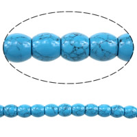 Turquesa sintética grânulos, miçangas, Tambor, azul, 15x16x16mm, Buraco:Aprox 2mm, comprimento Aprox 16 inchaltura, 3vertentespraia/Lot, Aprox 27PCs/Strand, vendido por Lot