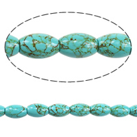 Turquoise sintéiseach Bead, Oval, 21x14x14mm, Poll:Thart 2mm, Fad Thart 15.5 Inse, 3Snáitheanna/Lot, Thart 19ríomhairí pearsanta/Snáithe, Díolta De réir Lot