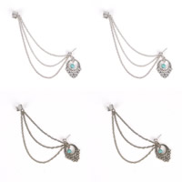 Trendy ear cuffs, Zinc Alloy, met Synthetische Turquoise, roestvrij staal oorbel bericht, plated, meer kleuren voor de keuze, nikkel, lood en cadmium vrij, 30x23mm, 3paren/Bag, Verkocht door Bag