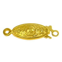 Messing parelsluitingen, Oog van het Paard, gold plated, enkelstrengs, nikkel, lood en cadmium vrij, 19.50x6.50x3.50mm, Gat:Ca 1mm, 1.5mm, 100pC's/Lot, Verkocht door Lot