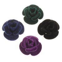 Aluminium blomst perler, Flower, med velveteen dækket, flere farver til valg, nikkel, bly & cadmium fri, 27x15mm, Hole:Ca. 2mm, 50pc'er/Bag, Solgt af Bag