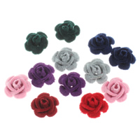 Aluminium blomst perler, Flower, med velveteen dækket, flere farver til valg, nikkel, bly & cadmium fri, 16x9mm, Hole:Ca. 0.5mm, 100pc'er/Bag, Solgt af Bag