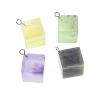 Gemstone Přívěsky Šperky, Drahokam, s elezo kauci, platinové barvy á, smíšený, 25x28mm-26x30mm, Otvor:Cca 2mm, 10PC/Bag, Prodáno By Bag