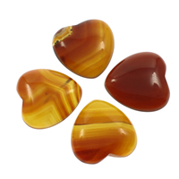 Κίτρινο Agate Cabochon, Καρδιά, επίπεδη πλάτη, 25x6mm, 10PCs/τσάντα, Sold Με τσάντα