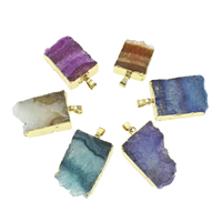 Natuurlijke Agate Druzy hanger, Ijs Quartz Agaat, met ijzer borgtocht, gold plated, Druzy stijl, meer kleuren voor de keuze, 19x25x10mm-32x35x11mm, Gat:Ca 5x6mm, 10pC's/Bag, Verkocht door Bag