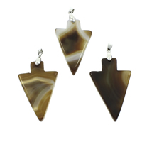 Pendants Jewelry Agate, Agate Measctha, le iarann ​​bannaí, Spike, dath airgid plated, 31x50x5mm-33x51x5mm, Poll:Thart 5x6mm, 10ríomhairí pearsanta/Mála, Díolta De réir Mála