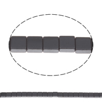 Nicht-magnetische Hämatit Perlen, Non- magnetische Hämatit, Quadrat, schwarz, 4x2mm, Bohrung:ca. 1mm, Länge ca. 15.5 ZollInch, 10SträngeStrang/Tasche, ca. 96PCs/Strang, verkauft von Tasche