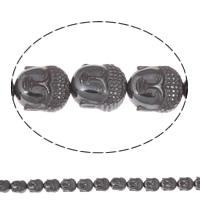 Grânulos budista, hematita não magnética, Buda, jóias budista, preto, 10x9x8mm, Buraco:Aprox 1mm, comprimento Aprox 15.5 inchaltura, 10vertentespraia/Bag, Aprox 48PCs/Strand, vendido por Bag