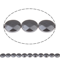 Perles hématites amagnétiques, hématite non magnétique, ovale, facettes, noire, 10x8x3mm, Trou:Environ 1mm, Longueur Environ 15.5 pouce, 10Strandstoron/sac, Environ 40PC/brin, Vendu par sac