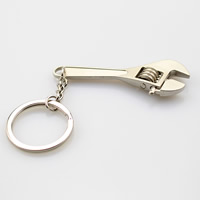 Zinc Alloy Key Chain, Wrench, platin farve forgyldt, nikkel, bly & cadmium fri, 65mm, 50pc'er/Lot, Solgt af Lot