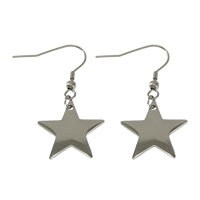 Cruach dhosmálta Buail Earring, Star, dath bunaidh, 19.5x19x1mm, 41mm, Díolta De réir Péire