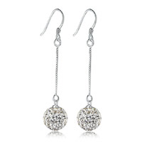 Strass Earring, Clay Pave, met Ijzer, Ronde, platinum plated, met strass, duidelijk, 10mm, 10paren/Bag, Verkocht door Bag