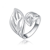 Zink Alloy Finger Ring, Leaf, platinerade, olika storlek för val & ihålig, nickel, bly och kadmium gratis, 2x2.1cm, Säljs av PC