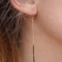 Zinc Alloy Drop Earring, ijzer oorbel haak, gold plated, nikkel, lood en cadmium vrij, 75mm, 3paren/Bag, Verkocht door Bag