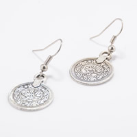 Sinc Alloy Buail Earring, iarann Hook earring, dath airgid antique plátáilte, nicil, luaidhe & caidmiam saor in aisce, 40mm, 3Péirí/Mála, Díolta De réir Mála