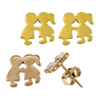 Roestvrij staal Stud Earrings, Paar, plated, meer kleuren voor de keuze, 9x8.50x11mm, 10paren/Lot, Verkocht door Lot