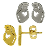 Roestvrij staal Stud Earrings, Non, plated, meer kleuren voor de keuze, 6.50x10.50x11mm, 10paren/Lot, Verkocht door Lot