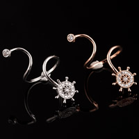 Cubic Zircon Messing fingerring, Ship Wheel, forgyldt, nautiske mønster & åbent & med cubic zirconia, flere farver til valg, nikkel, bly & cadmium fri, 9mm, Størrelse:6-8, Solgt af PC