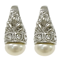 Sladkovodní Pearl Přívěsky, Nerez, s Sladkovodní Pearl, přírodní, micro vydláždit kubické zirkony, bílý, 7.50x17x8mm, Otvor:Cca 5x9mm, Prodáno By PC