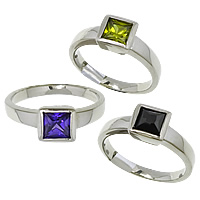 Zirkonia Edelstahl-Finger- Ring, Edelstahl, Quadrat, mit kubischem Zirkonia & facettierte, keine, 7mm, Größe:8, verkauft von PC