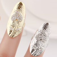 Zinc Alloy Nail sormen sormus, Sinkkiseos, Sydän, päällystetty, tekojalokivi, enemmän värejä valinta, nikkeli, lyijy ja kadmium vapaa, 29x13mm, Koko:3, Myymät PC