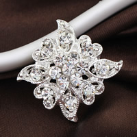 Rhinestone Brooch Zinc Alloy Flower platinum color plated with rhinestone nickel lead & cadmium free Sold By Bag