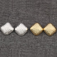 Lo zinco in lega Stud Earring, lega in zinco, with earnut gomma, ottone Inserisci, Rombo, placcato, martellato, nessuno, assenza di nichel,piombo&cadmio, 33x33mm, 3Pairspaio/lotto, Venduto da lotto