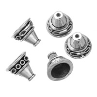 Lo zinco in lega tallone Cap, lega in zinco, placcato argento antico, assenza di nichel,piombo&cadmio, 7.50x13mm, Foro:Appross. 2.7mm, 300PC/lotto, Venduto da lotto