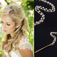 Hair Slide ABS Plastic Pearl with Brass gold color plated 470mm Sold By Bag