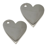 Rustfrit stål Tag Charm, Stainless Steel, Heart, oprindelige farve, 20.50x22x2mm, Hole:Ca. 2.5mm, 20pc'er/Bag, Solgt af Bag