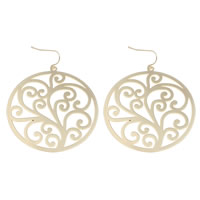 Roestvrij staal hangoorbellen, Rond plat, gold plated, 69x55x0.20mm, Verkocht door pair