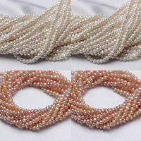 Kartoffel ferskvandskulturperle Beads, Ferskvandsperle, naturlig, flere farver til valg, 3.5-4mm, Hole:Ca. 0.8mm, Solgt Per Ca. 15 inch Strand