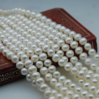 Kartoffel ferskvandskulturperle Beads, Ferskvandsperle, naturlig, hvid, 6mm, Hole:Ca. 0.8mm, Solgt Per Ca. 15 inch Strand