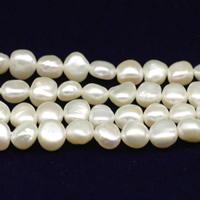 Barok Gekweekte Zoetwater Parel kralen, natuurlijk, wit, 5mm, Gat:Ca 0.8mm, Per verkocht Ca 15 inch Strand