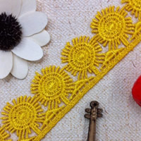 Lace Trim & Ribbon Polyester Flower yellow 30mm Sold By Lot