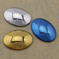 Ikke-magnetisk hæmatit Cabochon, Flad Oval, forgyldt, flad bagside, flere farver til valg, 22x30x6mm, 50pc'er/Lot, Solgt af Lot