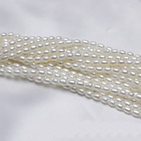 Rice ferskvandskulturperle Beads, Ferskvandsperle, Ris, naturlig, hvid, 3-4mm, Hole:Ca. 0.8mm, Solgt Per Ca. 15 inch Strand