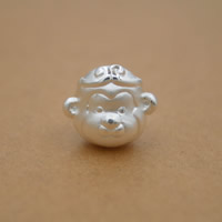 99.9% Sterling Silver Large Hole Bead Monkey plated Approx 3mm Sold By Lot