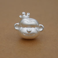 99.9% Sterling Silver Large Hole Bead Monkey plated Approx 3mm Sold By Lot