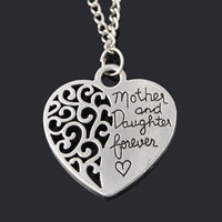 Zinc Alloy Necklace with iron chain Heart word mother silver color plated Mother Day Jewelry & twist oval chain & hollow nickel lead & cadmium free Length Approx 19.5 Inch Sold By Bag