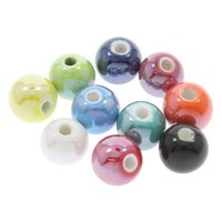 Abalorios Esmaltados de Porcelana, Esférico, acristalamiento, más colores para la opción, 12mm, agujero:aproximado 2mm, 100PCs/Bolsa, Vendido por Bolsa