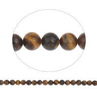 Tiger Eye perle, Krug, prirodan, različite veličine za izbor, žut, Rupa:Približno 1mm, Prodano Per Približno 15.5 inčni Strand